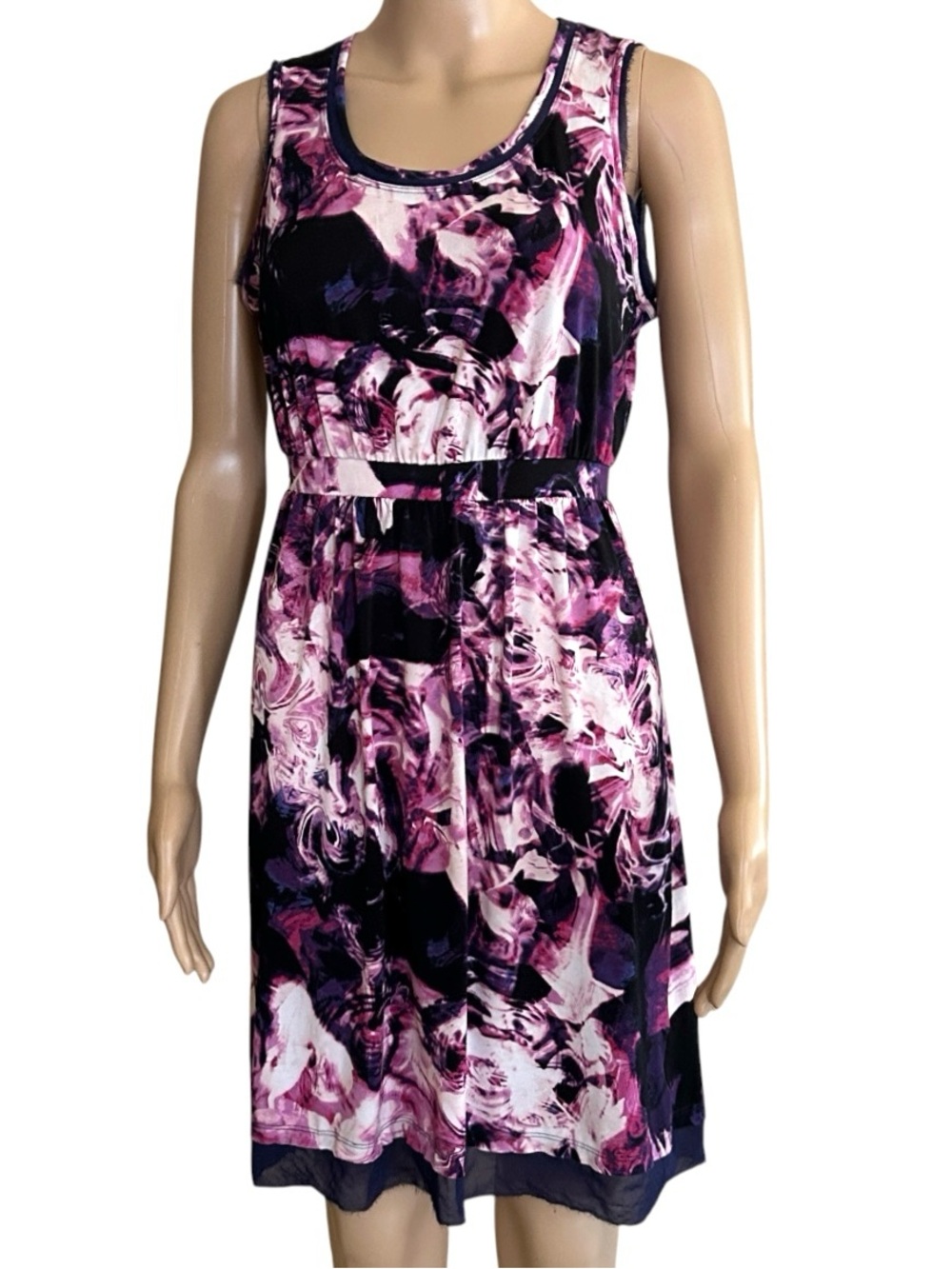 Simply Vera Vera Wang Sleeveless Violet Abstract Print Dress S